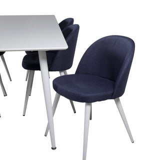Venture Home Polar Matbord 180 cm - Vit skiva / Vita Ben+Velvet Dining Chiar - Vit