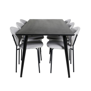 Venture Home Dipp Matbord - 180*90cm - Svart faner / helt svarta ben +Vault Dining Cha