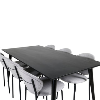 Venture Home Dipp Matbord - 180*90cm - Svart faner / helt svarta ben +Vault Dining Cha
