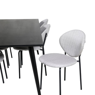 Venture Home Dipp Matbord - 180*90cm - Svart faner / helt svarta ben +Vault Dining Cha