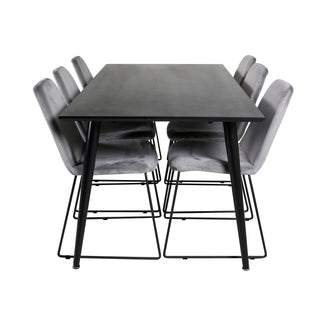 Venture Home Dipp Matbord - 180*90cm - Svart faner / helt svarta ben +Muce Dining Cha