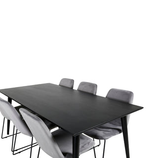 Venture Home Dipp Matbord - 180*90cm - Svart faner / helt svarta ben +Muce Dining Cha
