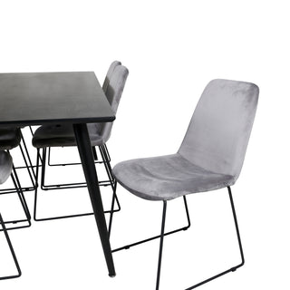 Venture Home Dipp Matbord - 180*90cm - Svart faner / helt svarta ben +Muce Dining Cha