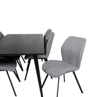 Venture Home Dipp Matbord - 180*90cm - Svart faner / helt svarta ben +Gemma Dining Ch