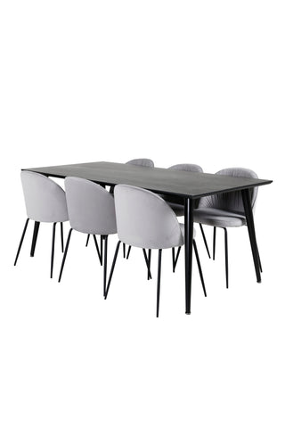 Venture Home Dipp Matbord - 180*90cm - Svart faner / helt svarta ben +Wrinkles Dining