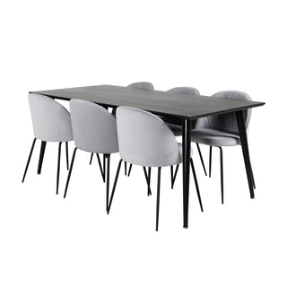 Venture Home Dipp Matbord - 180*90cm - Svart faner / helt svarta ben +Wrinkles Dining