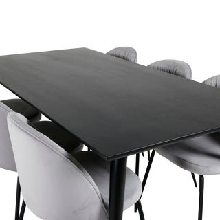 Venture Home Dipp Matbord - 180*90cm - Svart faner / helt svarta ben +Wrinkles Dining