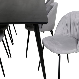 Venture Home Dipp Matbord - 180*90cm - Svart faner / helt svarta ben +Wrinkles Dining