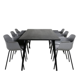 Venture Home Dipp Matbord - 180*90cm - Svart faner / helt svarta ben +Comfort Plast