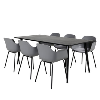 Venture Home Dipp Matbord - 180*90cm - Svart faner / helt svarta ben +Comfort Plast