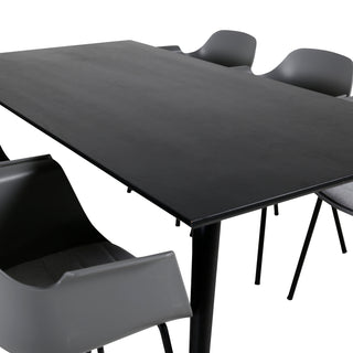 Venture Home Dipp Matbord - 180*90cm - Svart faner / helt svarta ben +Comfort Plast