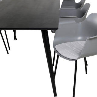 Venture Home Dipp Matbord - 180*90cm - Svart faner / helt svarta ben +Comfort Plast