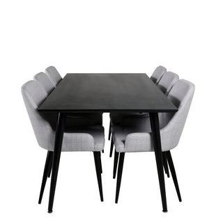 Venture Home Dipp Matbord - 180*90cm - Svart faner / helt svarta ben +Plaza Dining cha