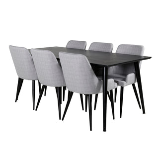 Venture Home Dipp Matbord - 180*90cm - Svart faner / helt svarta ben +Plaza Dining cha