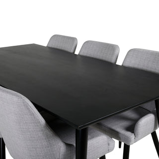 Venture Home Dipp Matbord - 180*90cm - Svart faner / helt svarta ben +Plaza Dining cha