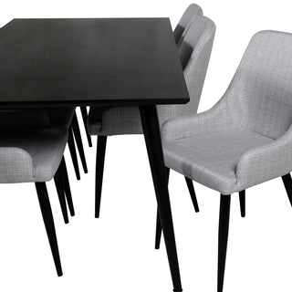 Venture Home Dipp Matbord - 180*90cm - Svart faner / helt svarta ben +Plaza Dining cha