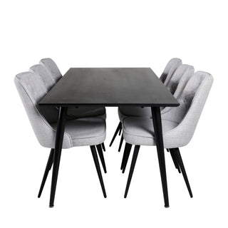Venture Home Dipp Matbord - 180*90cm - Svart faner / helt svarta ben +Velvet Deluxe Di
