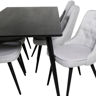 Venture Home Dipp Matbord - 180*90cm - Svart faner / helt svarta ben +Velvet Deluxe Di