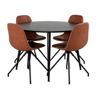 Venture Home Dipp Matbord - 115cm - Svart faner / Helsvarta ben +Polar Matstol m