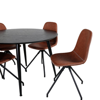 Venture Home Dipp Matbord - 115cm - Svart faner / Helsvarta ben +Polar Matstol m