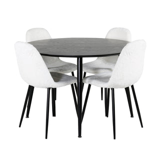 Venture Home Dipp Matbord - 115cm - Svart faner / Helsvarta ben +Polar Fluff Dining C