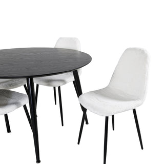 Venture Home Dipp Matbord - 115cm - Svart faner / Helsvarta ben +Polar Fluff Dining C