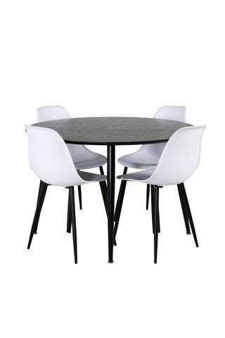 Venture Home Dipp Matbord - 115cm - Svart faner / Helsvarta ben + Polar Plastic Dining