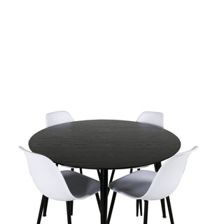 Venture Home Dipp Matbord - 115cm - Svart faner / Helsvarta ben + Polar Plastic Dining