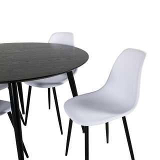 Venture Home Dipp Matbord - 115cm - Svart faner / Helsvarta ben + Polar Plastic Dining