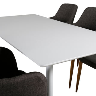 Venture Home Polar Matbord 180 cm - Vit skiva / Vita Ben +Comfort - Matstol - Ek/Mörkgrå _6