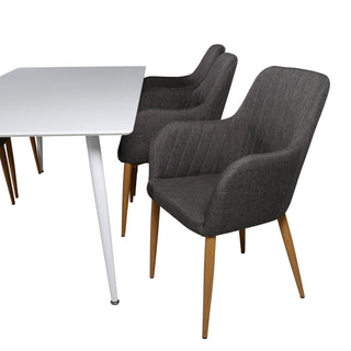 Venture Home Polar Matbord 180 cm - Vit skiva / Vita Ben +Comfort - Matstol - Ek/Mörkgrå _6