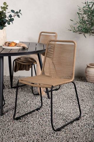 Venture Home Break - Matbord Runt- Svart / Svart - Alu / Aintwood - 120ø _1+ Lindos Stacking Chair - Svart Alu / Latte Rep _4