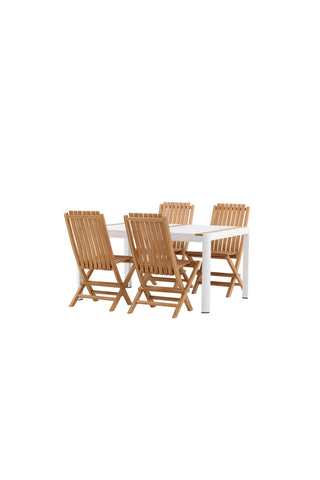 Venture Home Togo - Matbord- Vit / Teak - Allu / Teak - 150*100 _1+ Ghana - Fällstol- Naturell - Teak - _4