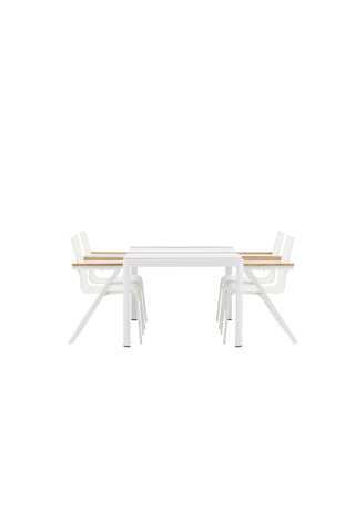 Venture Home Togo - Matbord- Vit / Teak - Allu / Teak - 150*100 _1+ Mexico Stol - Vit/Teak _4