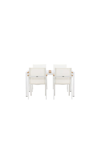 Venture Home Togo - Matbord- Vit / Teak - Allu / Teak - 150*100 _1+ Mexico Stol - Vit/Teak _4
