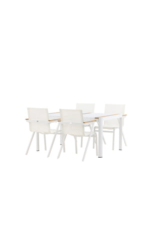 Venture Home Togo - Matbord- Vit / Teak - Allu / Teak - 150*100 _1+ Mexico Stol - Vit/Teak _4