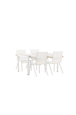 Venture Home Togo - Matbord- Vit / Teak - Allu / Teak - 150*100 _1+ Mexico Stol - Vit/Teak _4