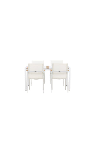 Venture Home Togo - Matbord- Vit / Teak - Allu / Teak - 150*100 _1+ Mexico Stol - Vit/Teak _4