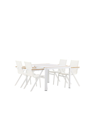 Venture Home Togo - Matbord- Vit / Teak - Allu / Teak - 150*100 _1+ Mexico Stol - Vit/Teak _4