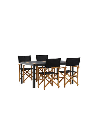 Venture Home Togo - Matbord- Svart / Teak - Allu / Teak - 150*100 _1+ Marion - Redaktörsstol- Natur / Svart - Acacia - _4