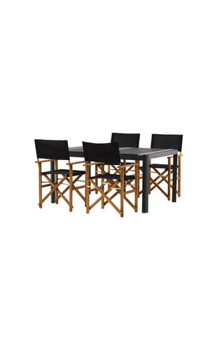 Venture Home Togo - Matbord- Svart / Teak - Allu / Teak - 150*100 _1+ Marion - Redaktörsstol- Natur / Svart - Acacia - _4