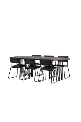 Venture Home Ovalt matbord i sten - Svart / Moccafaner +Kenth Stol - Svart / Svart PU _6