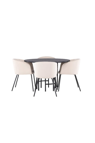 Venture Home Copenhagen Matbord - Svart / Svart Faner +Kenth Stol - Svart / Svart PU _4