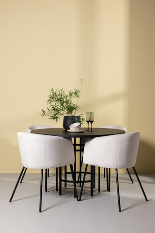 Venture Home Copenhagen Matbord - Svart / Svart Faner +Berit Stol - Svart / Beige Sammet _4