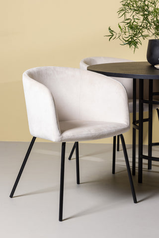 Venture Home Copenhagen Matbord - Svart / Svart Faner +Berit Stol - Svart / Beige Sammet _4