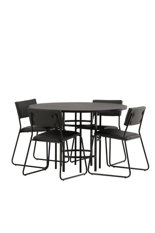 Venture Home Copenhagen Matbord - Svart / Svart Faner +Kenth Stol - Svart / Svart PU _4