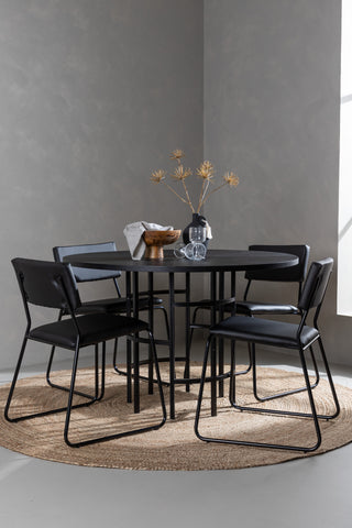 Venture Home Copenhagen Matbord - Svart / Svart Faner +Kenth Stol - Svart / Svart PU _4