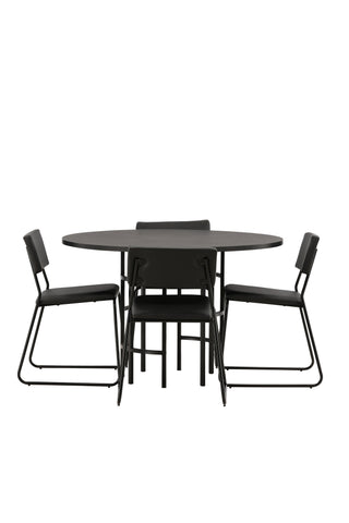 Venture Home Copenhagen Matbord - Svart / Svart Faner +Kenth Stol - Svart / Svart PU _4