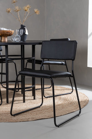 Venture Home Copenhagen Matbord - Svart / Svart Faner +Kenth Stol - Svart / Svart PU _4