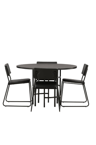Venture Home Copenhagen Matbord - Svart / Svart Faner +Kenth Stol - Svart / Svart PU _4